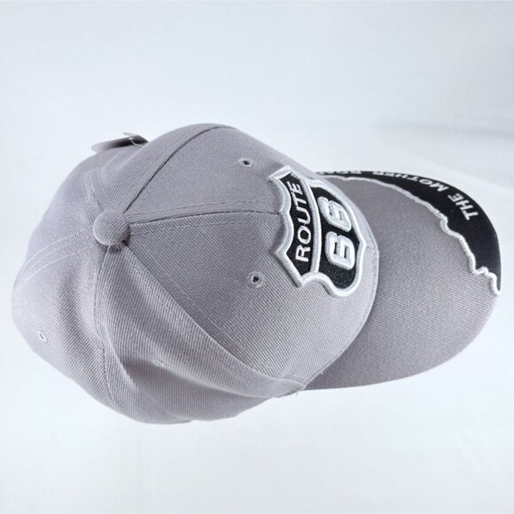 Route 66 3D Embroidered Gray and Black Strapback Baseball Cap Hat NWT - Picture 4 of 7